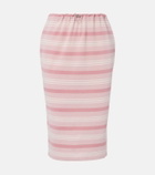 Prada Striped cotton piqué pencil skirt