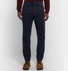 NN07 - Midnight-Blue Theo Tapered Herringbone Cotton-Blend Trousers - Blue