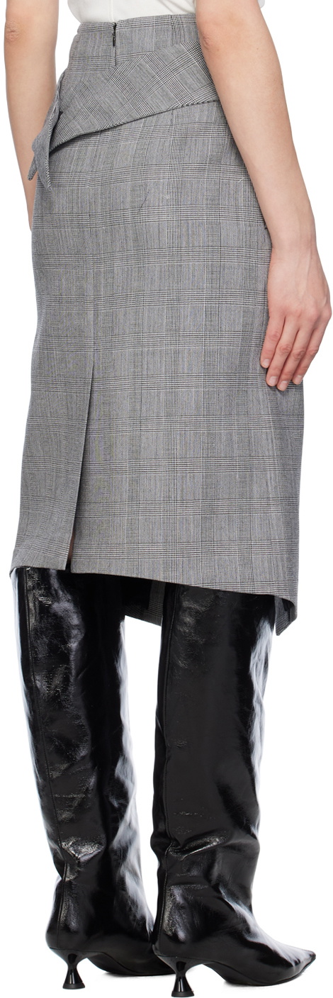 Recto Black & White Wrap Midi Skirt
