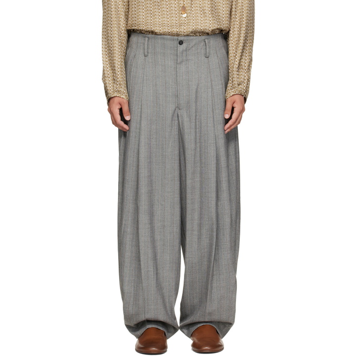 Photo: Hed Mayner Gray Striped Trousers
