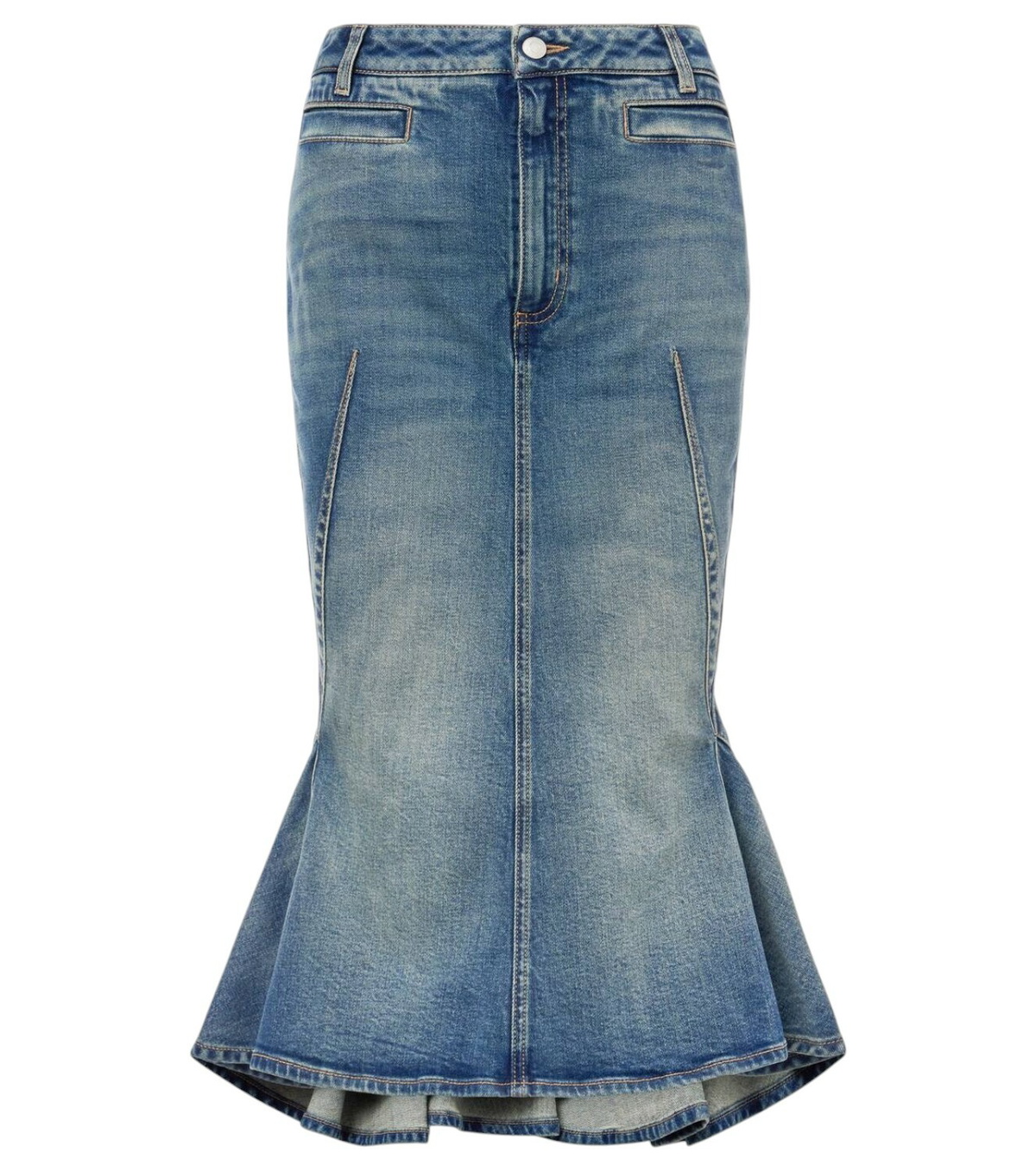 スカート alexander mcqueen FW23 Ribbed midi skirt (768608Q1A65 1000) Alexander McQueen Mesh-paneled ribbed-knit midi skirt