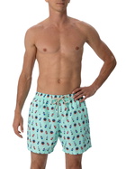 MC2 Saint Barth Man Lightweight Fabric Swim-shorts Lighting Micro Fantasy With Watches And Drinks Print