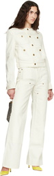 BALMAIN Off-White Patch-Pocket Denim Jacket