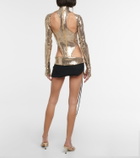 LaQuan Smith Asymmetrical sequined low-rise miniskirt