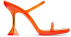 Amina Muaddi Orange Brito Slipper Heeled Sandals