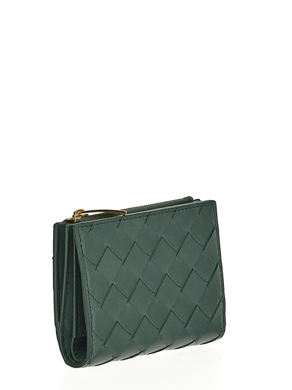 Bottega Veneta Small Intrecciato Bi Fold Zip Wallet