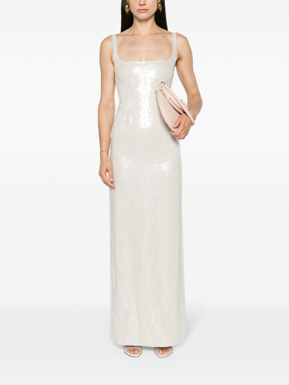 16Arlington Neutral Electra Sequin-Embellished Gown 16Arlington