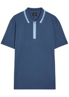 PS Paul Smith Stripe-trimmed Piqué Cotton-blend Polo Shirt Blue