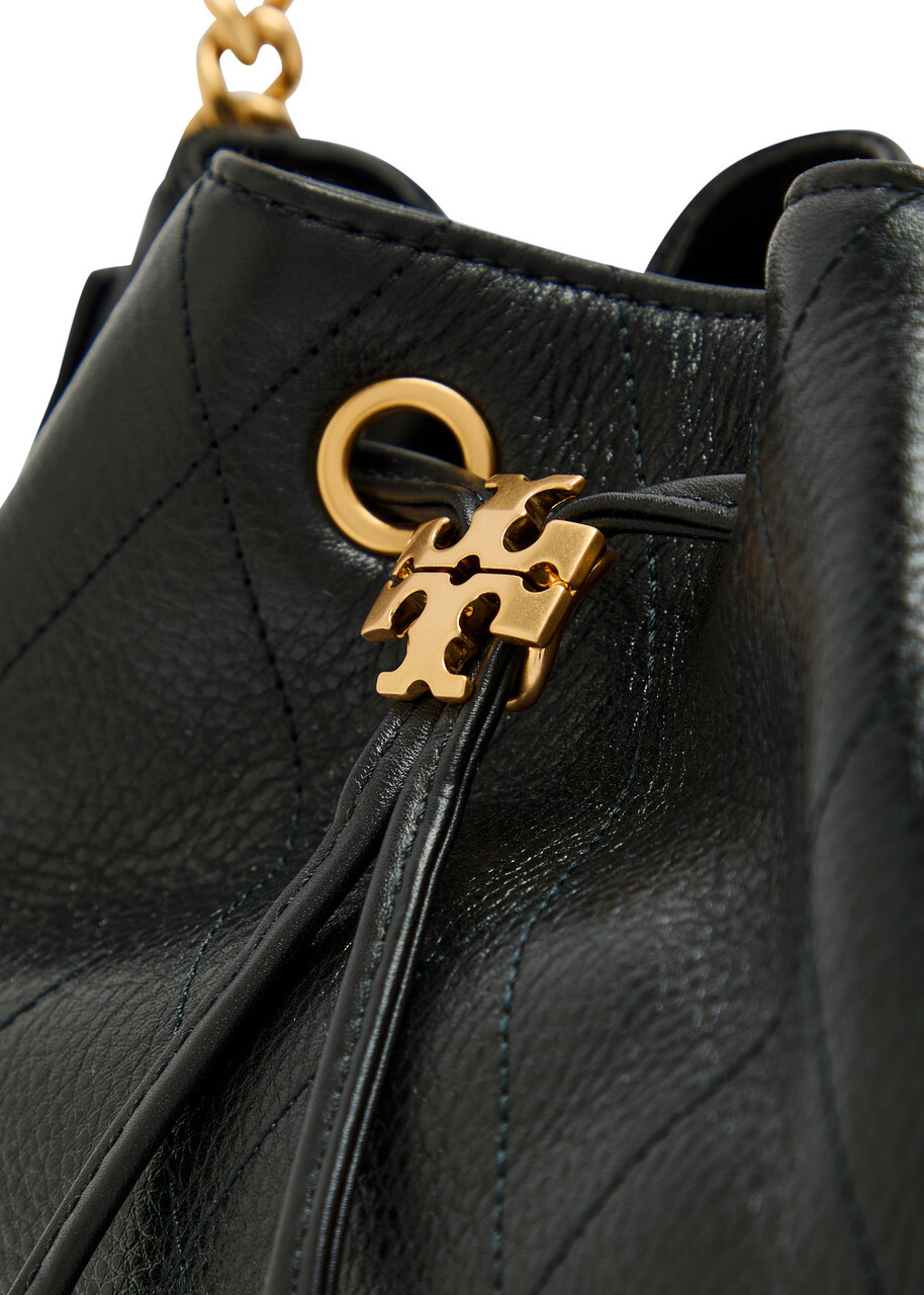Tory Burch Charlie Drawstring Grained Leather Shoulder bag - Black - One Size