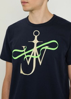 JW Anderson Ribbon Anchor Embroidered Cotton T-shirt Navy