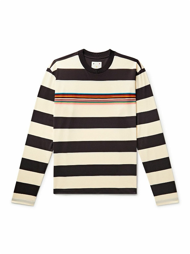 Photo: Pop Trading Company - Paul Smith Logo-Embroidered Striped Cotton-Jersey T-Shirt - Neutrals