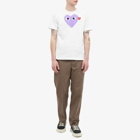 Comme des Garçons Play Men's Red Heart Colour Heart T-Shirt in White/Red/Purple