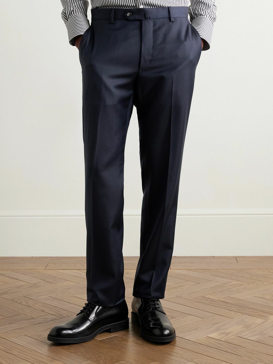 Caruso - Slim-Fit Wool Suit Trousers - Blue