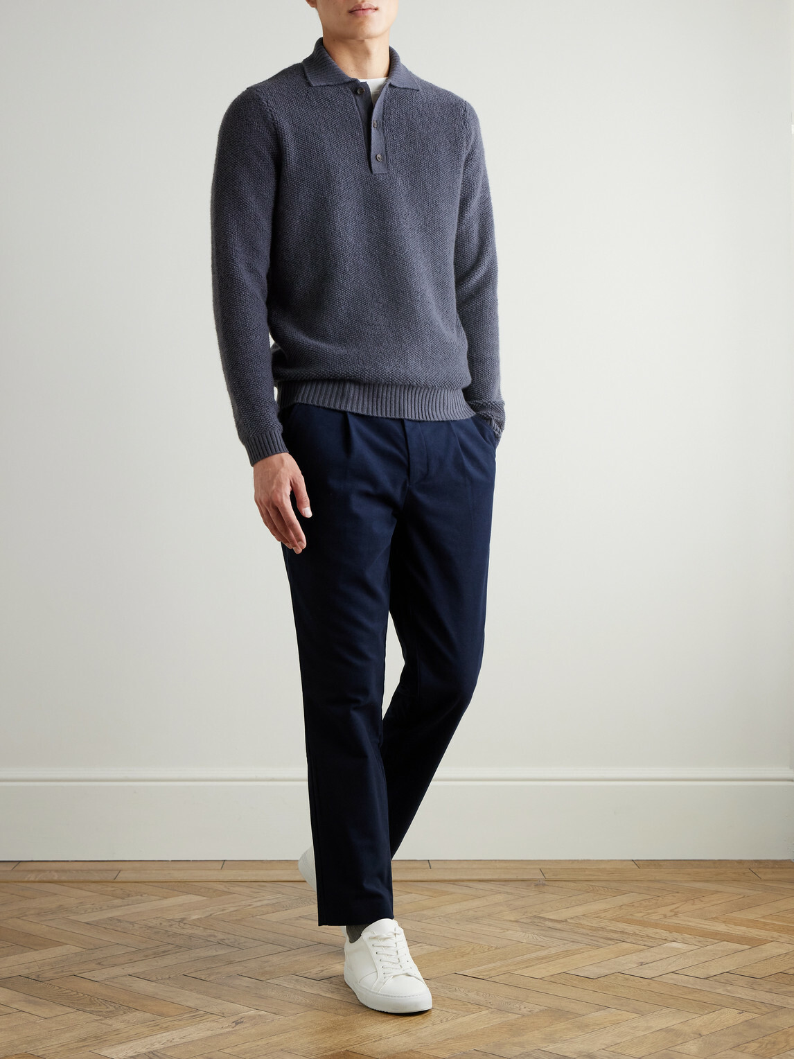 Mr P. - Textured-Cashmere Polo Shirt - Black