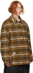 Marni Green & Orange Wool Check Coat