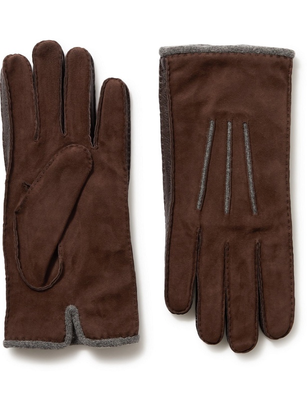 Photo: LORO PIANA - Damon Baby Cashmere-Lined Suede Gloves - Brown