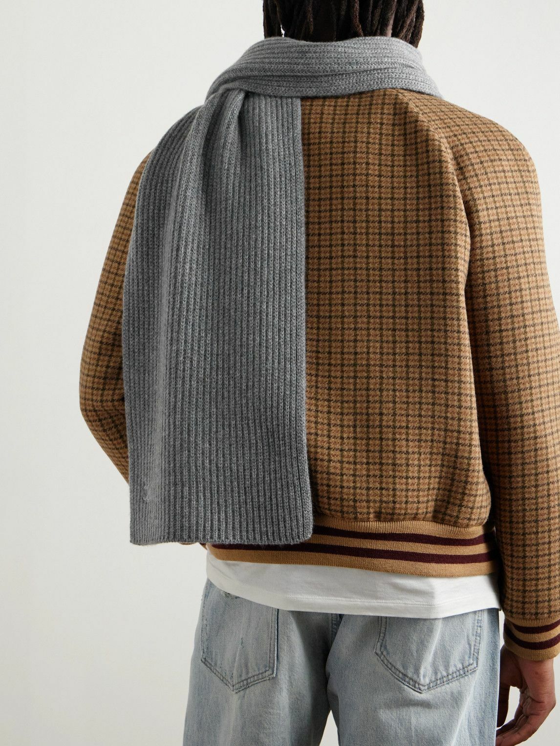 CELINE - Logo-Embroidered Ribbed Cashmere Scarf