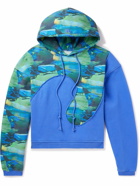 ERL - Panelled Printed Cotton-Jersey Hoodie - Blue