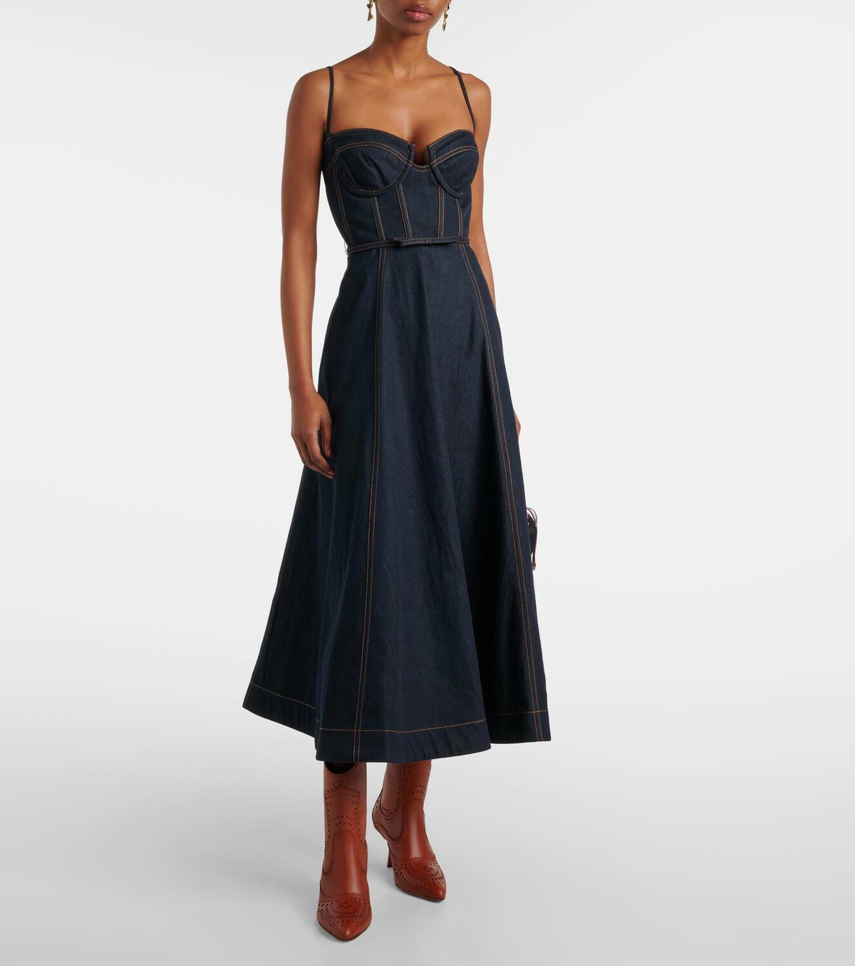 【Zimmermann】Crush denim bustier dress Zimmermann Crush Denim Corset Dress | Saks Fifth Avenue