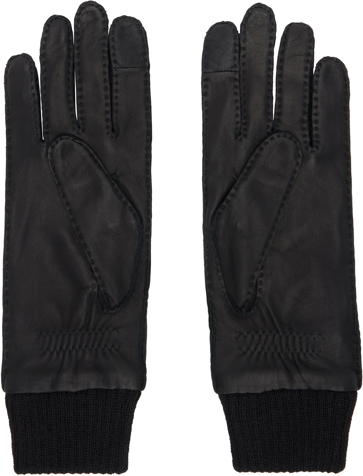 AMI Paris Black Ami de Coeur Leather Patch Gloves