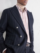 Brunello Cucinelli - Double-Breasted Pinstripe Cashmere and Wool-Blend Flannel Suit Jacket - Black