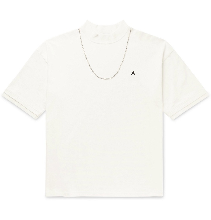 Photo: AMBUSH® - Oversized Chain-Embellished Logo-Embroidered Cotton-Jersey T-Shirt - White