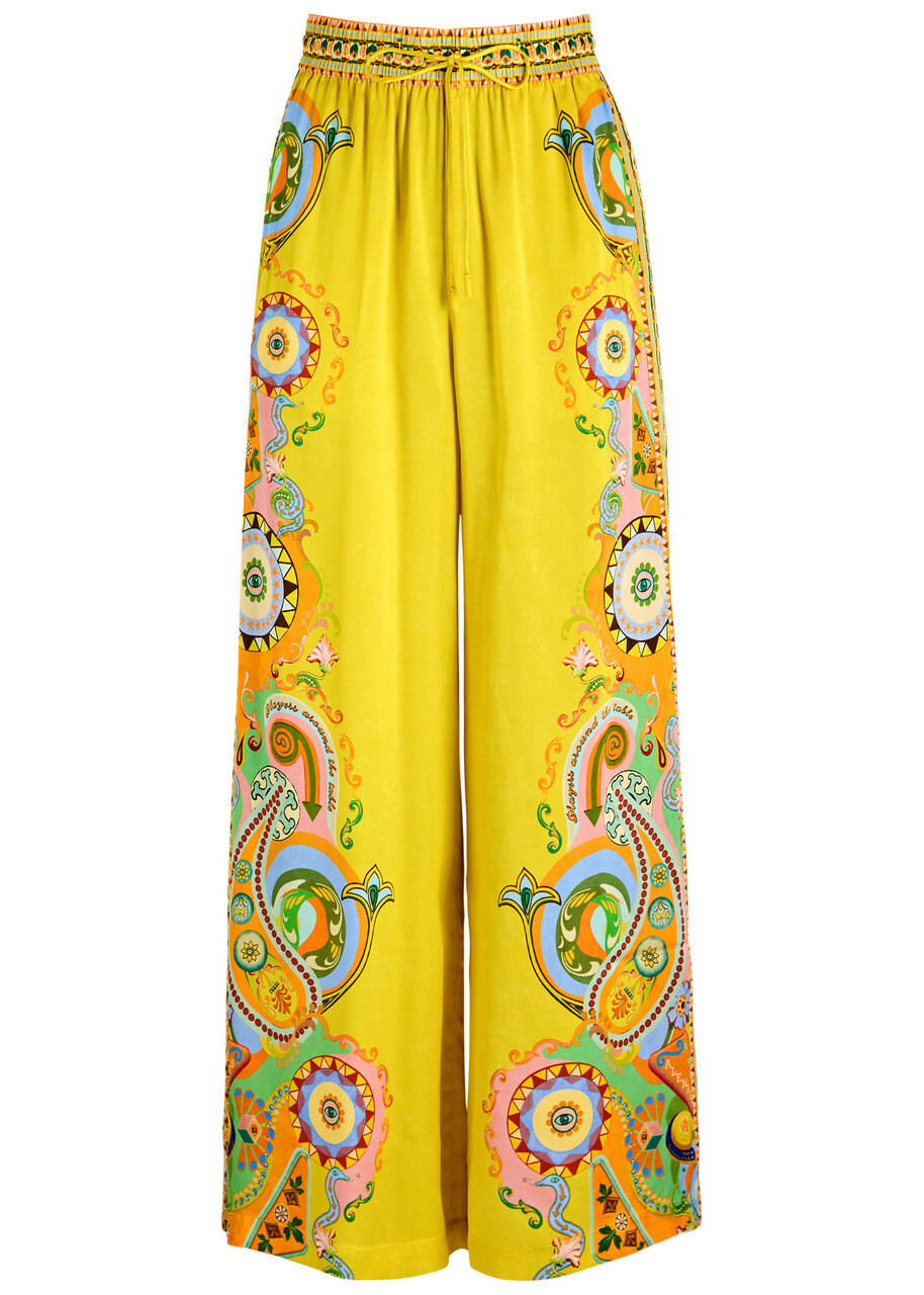 Alemais Pinball Printed Silk-satin Trousers Multicoloured