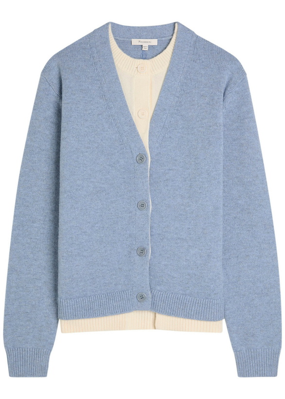 Photo: JW Anderson Layered-effect Wool and Cashmere-blend Cardigan Blue