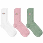 Dickies Men's Valley Grove Socks - 3 Pack in Dark Ivy/Pink &White