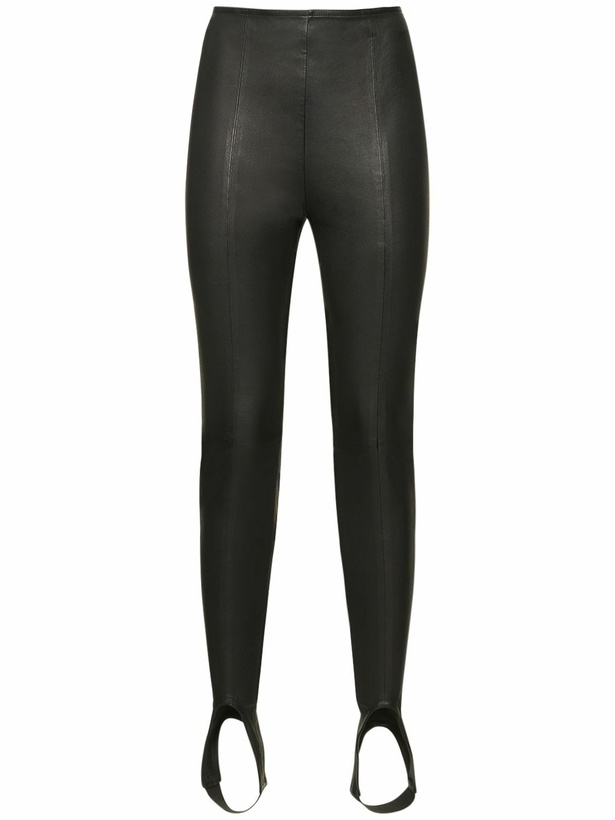 Photo: BALMAIN - High Waist Leather Skinny Pants