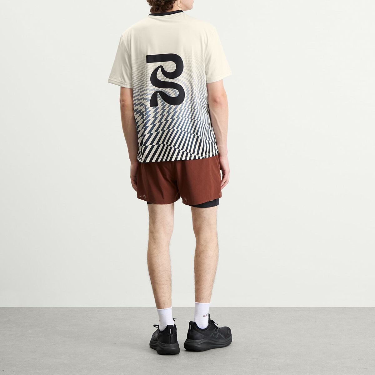 Bandit Men's Drift SS Printed Performance T-Shirt in Undulating Gradient Check/Chalk/Black