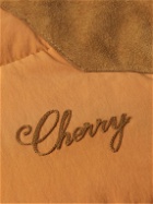 Cherry Los Angeles - Convertible Suede-Trimmed Logo-Embroidered Quilted Nylon Jacket - Orange