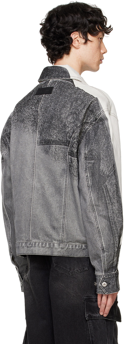 Feng Chen Wang Gray Printed Denim Jacket Feng Chen Wang