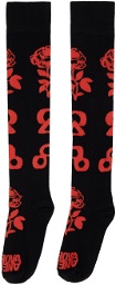 Chopova Lowena Black Symbol Rose Socks