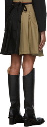 Helenamanzano Khaki & Black Pleated Wrap Short Skirt