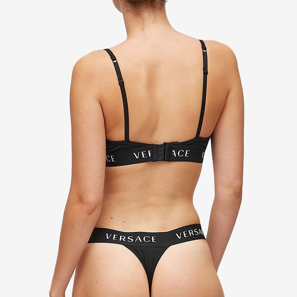 Versace Women's Tape Logo Thong in Black Versace