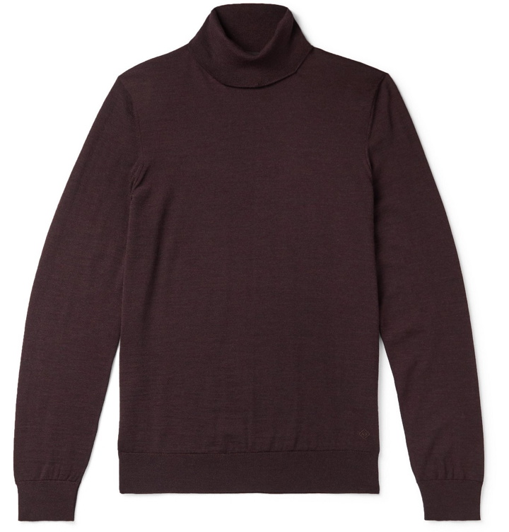 Photo: Dunhill - Slim-Fit Wool Rollneck Sweater - Burgundy