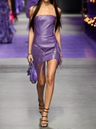 VERSACE - Leather Fringed Mini Dress