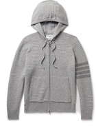 Thom Browne - Striped Textured Wool and Cashmere-Blend Zip-Up Hoodie - Gray