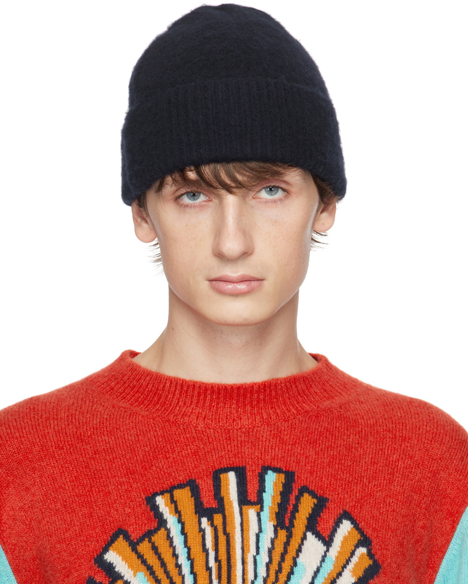 ZEGNA x The Elder Statesman Navy Brushed Beanie