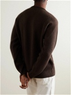 Valstar - Logo-Embroidered Ribbed Cashmere Sweater - Brown
