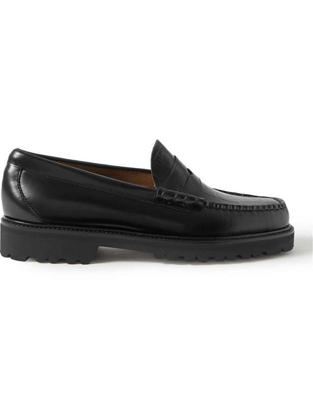Photo: G.H. Bass & Co. - Weejun 90s Smooth and Croc-Effect Leather Penny Loafers - Black