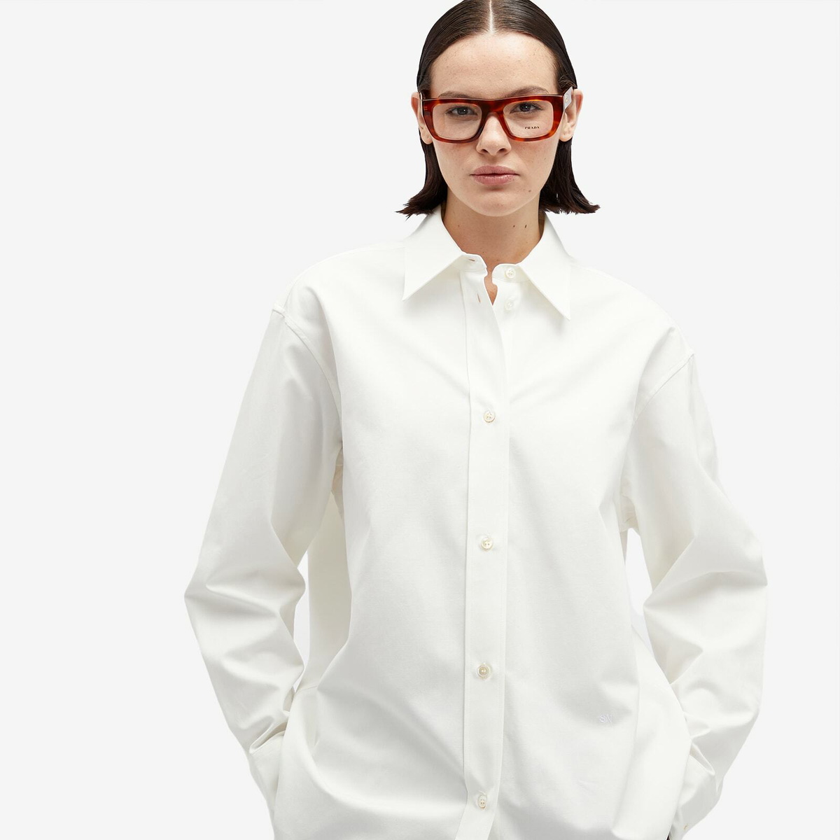 Studio Nicholson Women's Overshirt With Logo Embroidery in