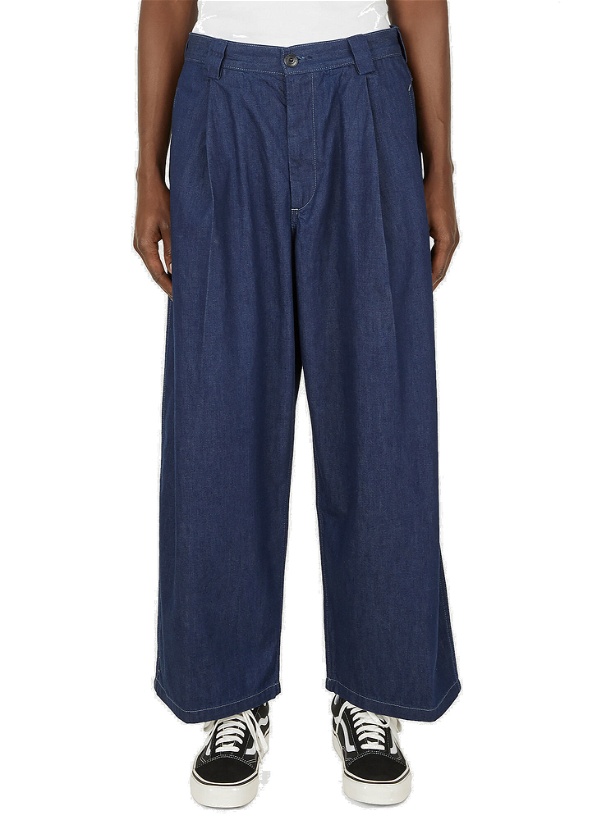 Photo: Pleated Wide Leg Jeans in Blue