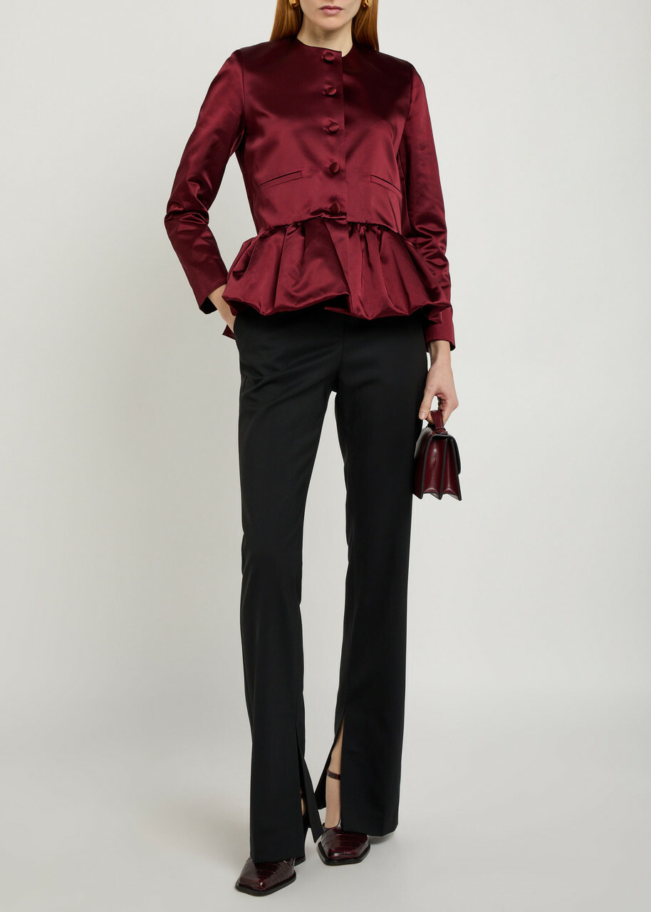 Liberowe Peplum Satin Jacket Burgundy