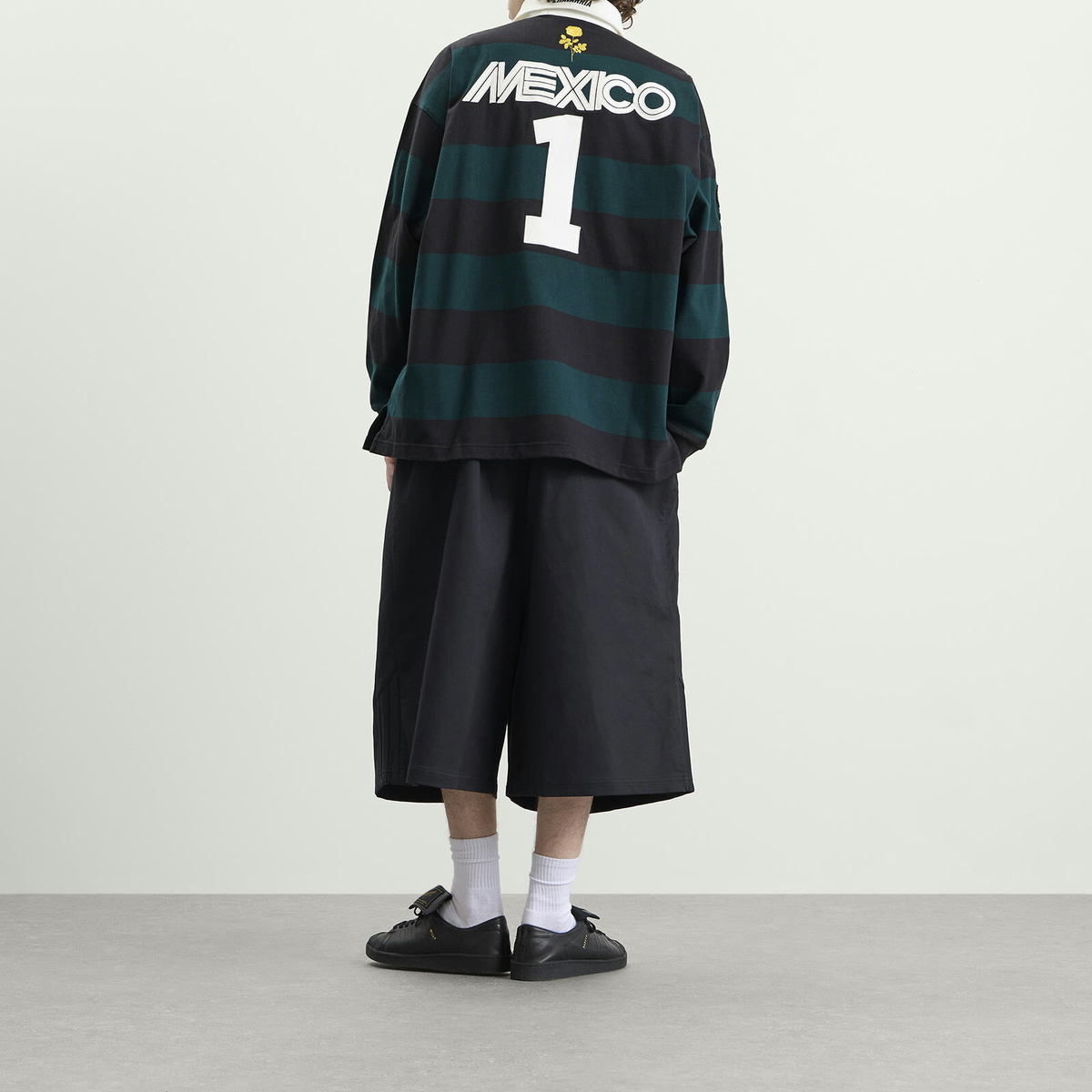 Adidas x Willy Chavarria Rugby Jersey in Black/Aurora Ivy