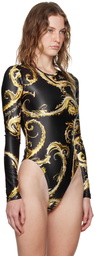 Versace Jeans Couture Black & Gold Chromo Couture Bodysuit