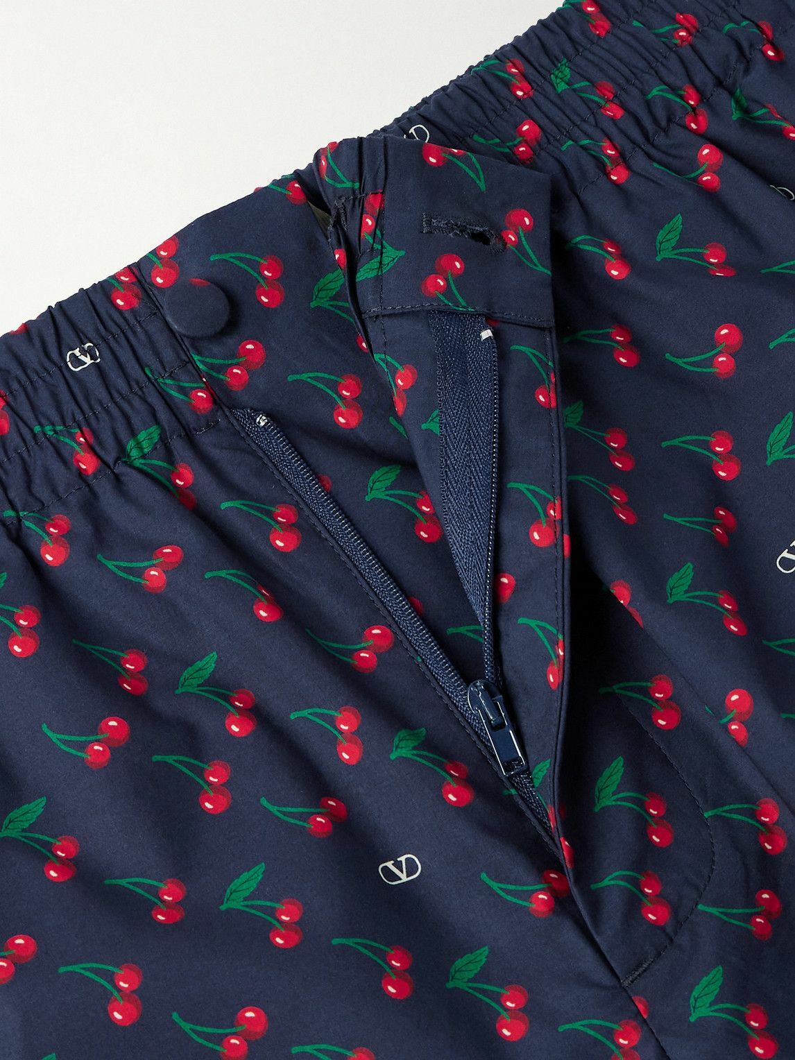 Valentino Garavani - Straight-Leg Printed Cotton-Poplin Bermuda Shorts - Blue
