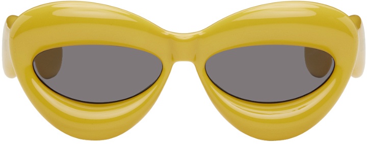 Photo: LOEWE Yellow Inflated Cat-Eye Sunglasses