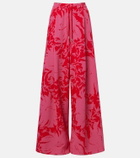 Dries Van Noten Floral pleated cotton jersey sweatpants